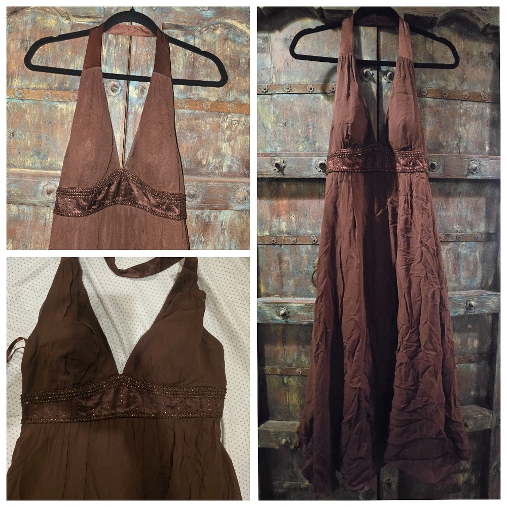 Maxandcleo Brown Halter Maxi Dress